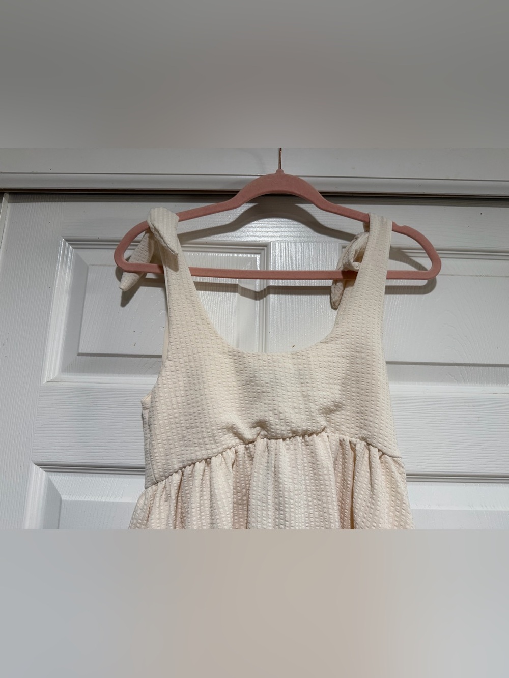 NWT lulus Cute Certainty Ivory Textured Ribbed Knit Tie-Strap Mini Dress Size S - Picture 13 of 13